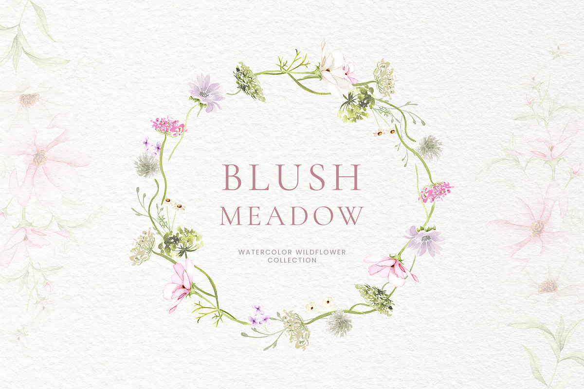 Blush Meadow Watercolor Wildflowers, a Decorative Illustration by Liliia Polos Illustration (Photo 3 of 12)