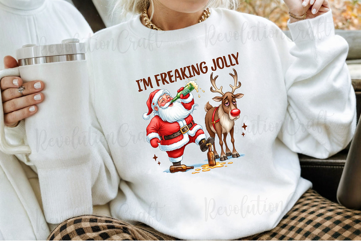 Funny Drunk Santa and Reindeer Png, an Illustration by OK Design (Photo 3 of 4)
