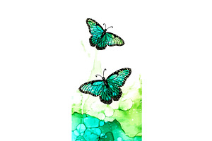 Beautiful Blue And Green Watercolor