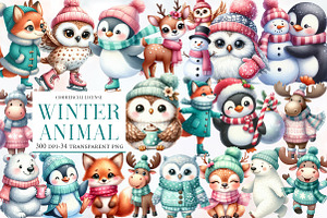 Watercolor winter animal clipart, an Illustration by Designworld