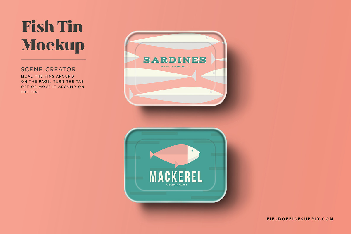 Sardine Tin Mockup, a Packaging Mockup by Field Office (Photo 2 of 3)