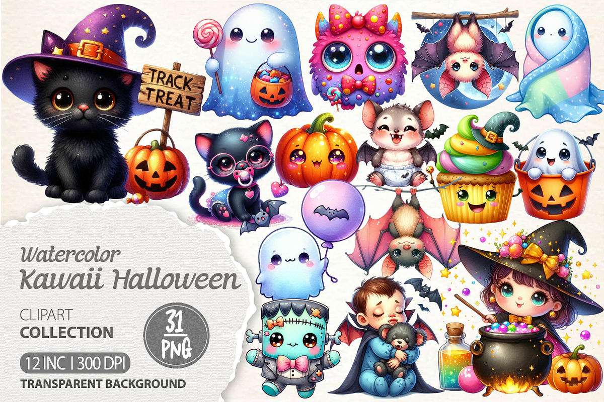 Kawaii Baby Halloween Clipart, an Illustration by Dream Creation (Photo 1 of 6)