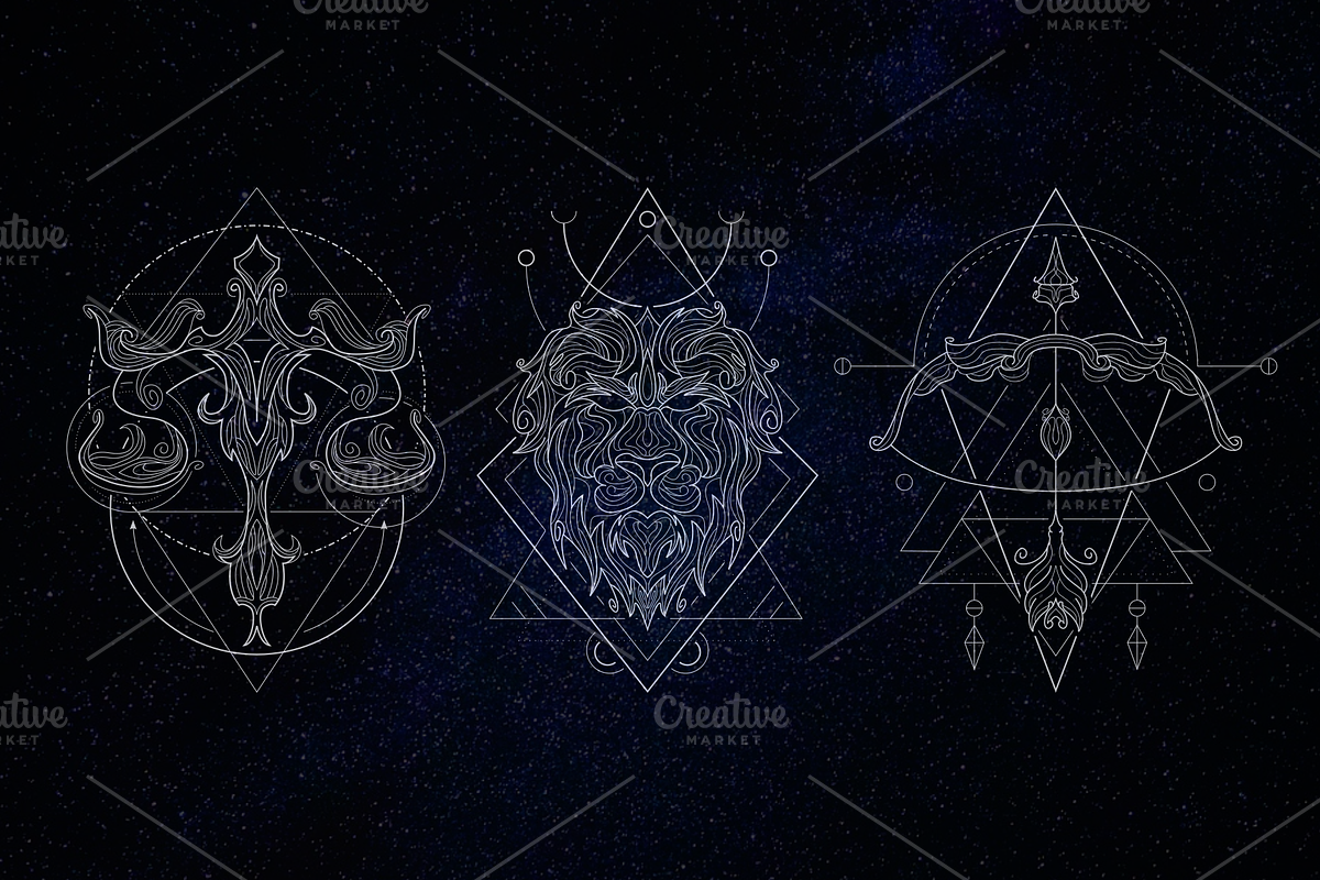 Zodiac Sacred Geometry Style, an Illustration by azhartz (Photo 3 of 5)