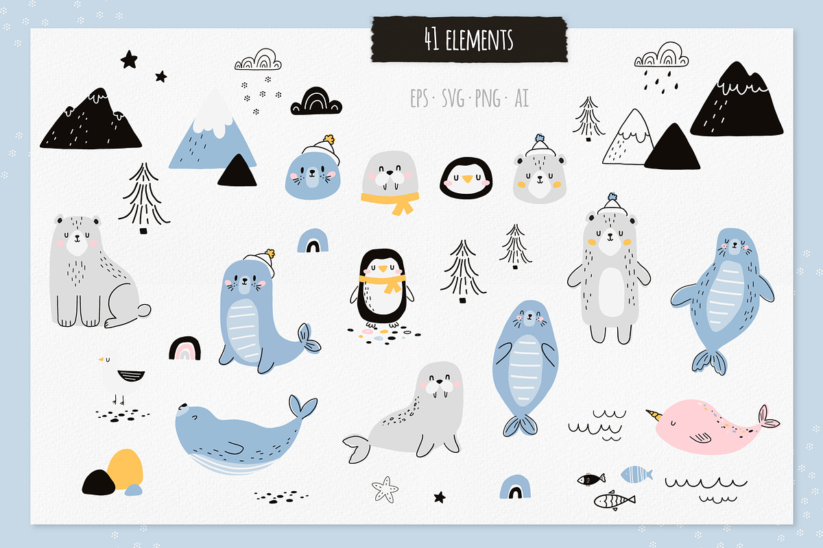 Arctic animals. Vector collection, a Pattern Graphic by AfonshinaArt (Photo 3 of 8)