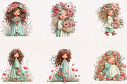 Boho Flower Girl Clipart Bundle, a Seasonal Illustration by CreationArt (Thumbnail 4 of 7)