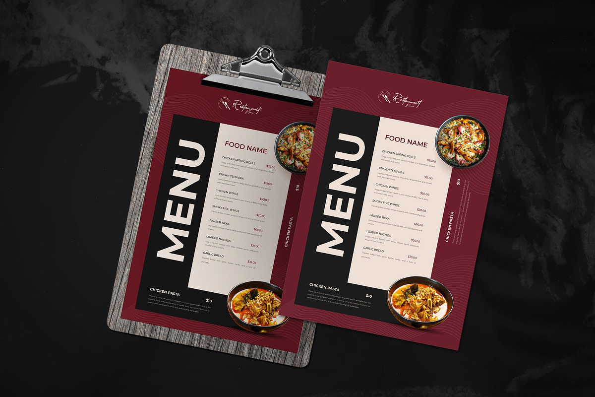 Printable Food Menu Template, a Flyer Template by Tanmoy Topu (Photo 1 of 2)