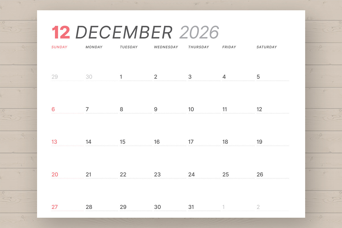 2026 Printable Planner (P037R-26), a Stationery Template by mikhailmorosin (Photo 5 of 7)