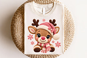 Pink Christmas Reindeer Crochet PNG, a Seasonal Illustration by CraftArtStudio (Thumbnail 4 of 4)