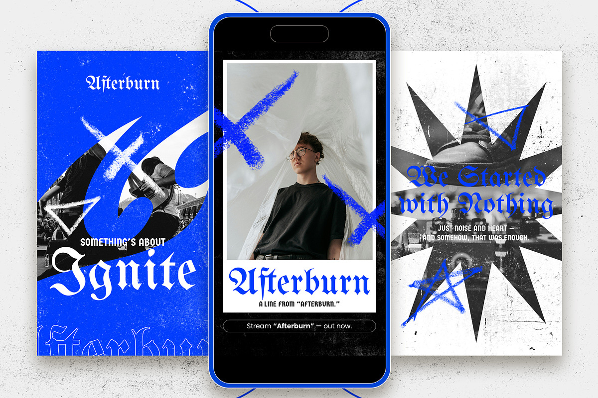 Afterburn Grunge Instagram Template, a Social Media Template by Nenjo Studio (Photo 2 of 5)