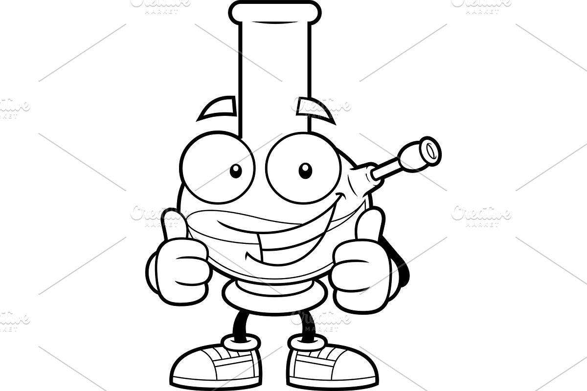 Outlined Marijuana Bong, an Illustration by HitToon