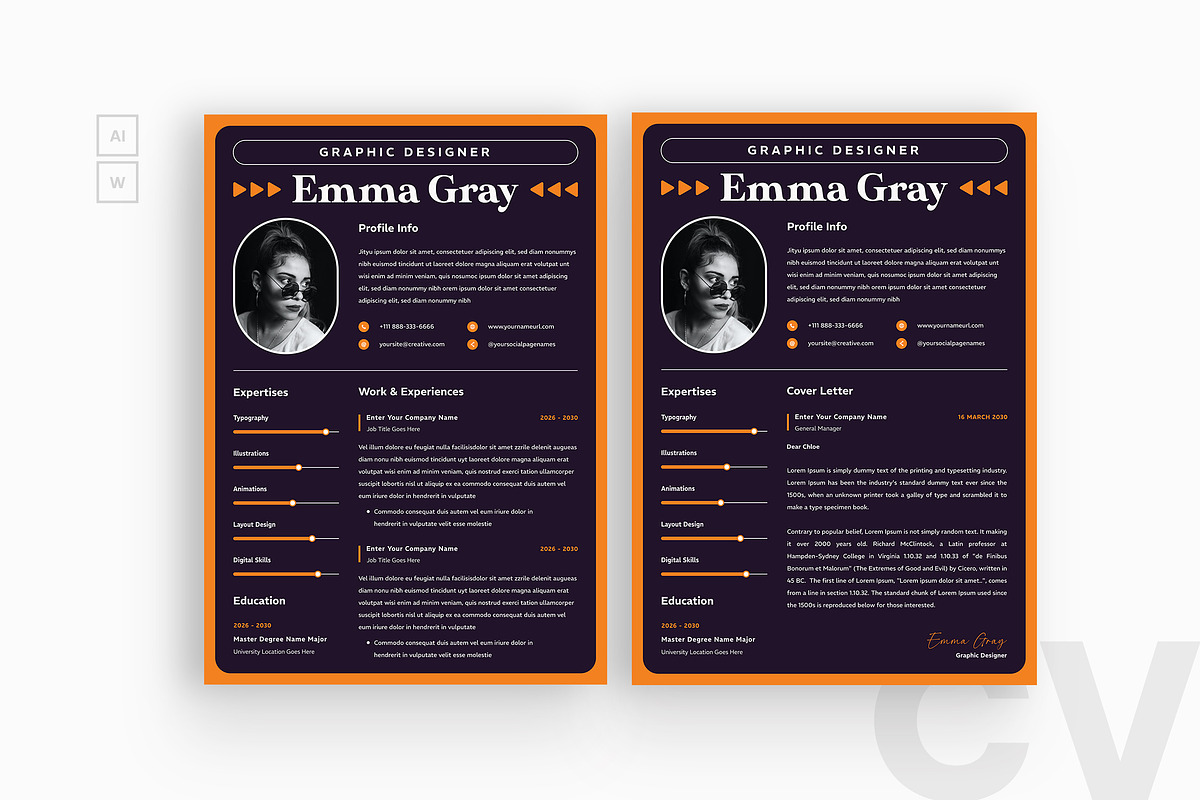Purple Background Resume CV, a Resume Template by iDoodle Studio (Photo 1 of 3)