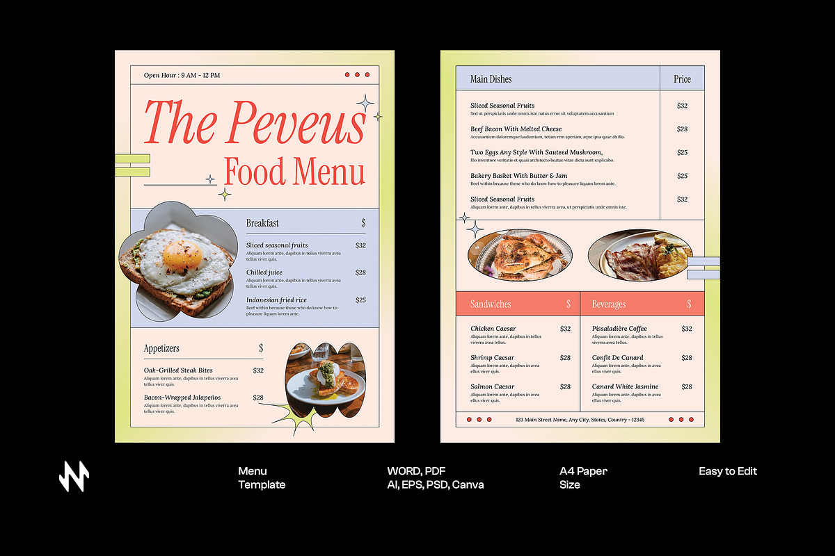 Classic Y2K Cafe Menu, a Stationery Template by Neermana (Photo 1 of 4)