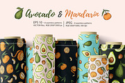 Avocado & Mandarin seamless patterns, a Pattern Graphic by Alenkakarabanova (Thumbnail 1 of 6)