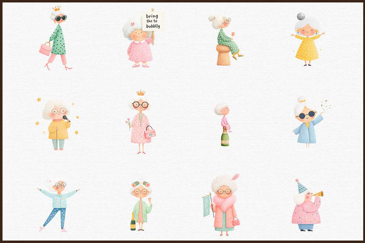 New Year Funny Old Lady Sublimation, an Illustration by Sublimation Artist (Photo 3 of 6)
