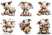 Whimsical Easter Pig Clipart Bundle, an Illustration by Sublimation Artist (Thumbnail 4 of 7)