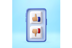 3D Smartphone screen with thumb up, a Technology Illustration by Abscent