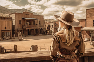 Cowboy Girl Wild West. Generate Ai