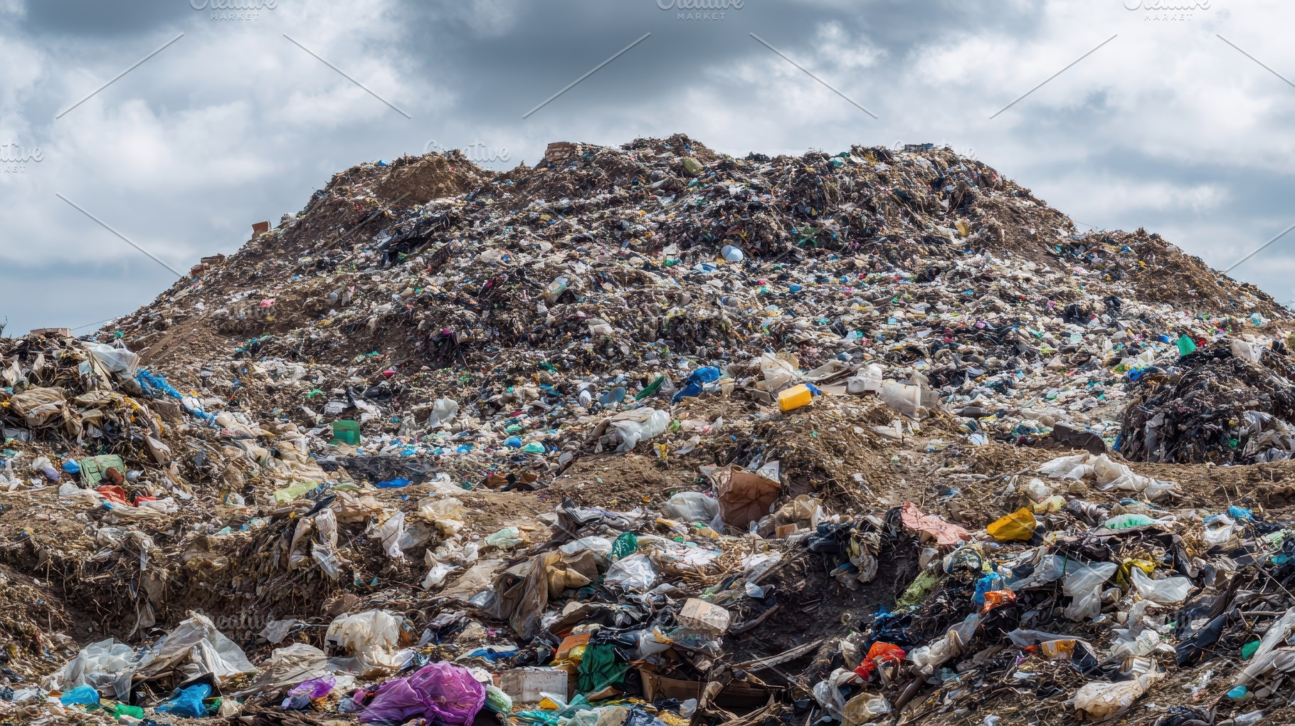 Large landfill overflowing, a Photo by Pavel_design