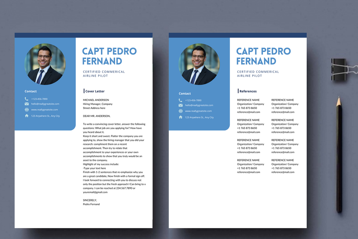 Airline Pilot Resume Template canva, a Resume Template by Climbwithelevator (Photo 4 of 7)