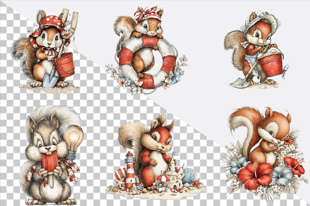 Whimsical Funny Summer Squirrel Clip, an Animal Illustration by SVGArt (Photo 2 of 9)