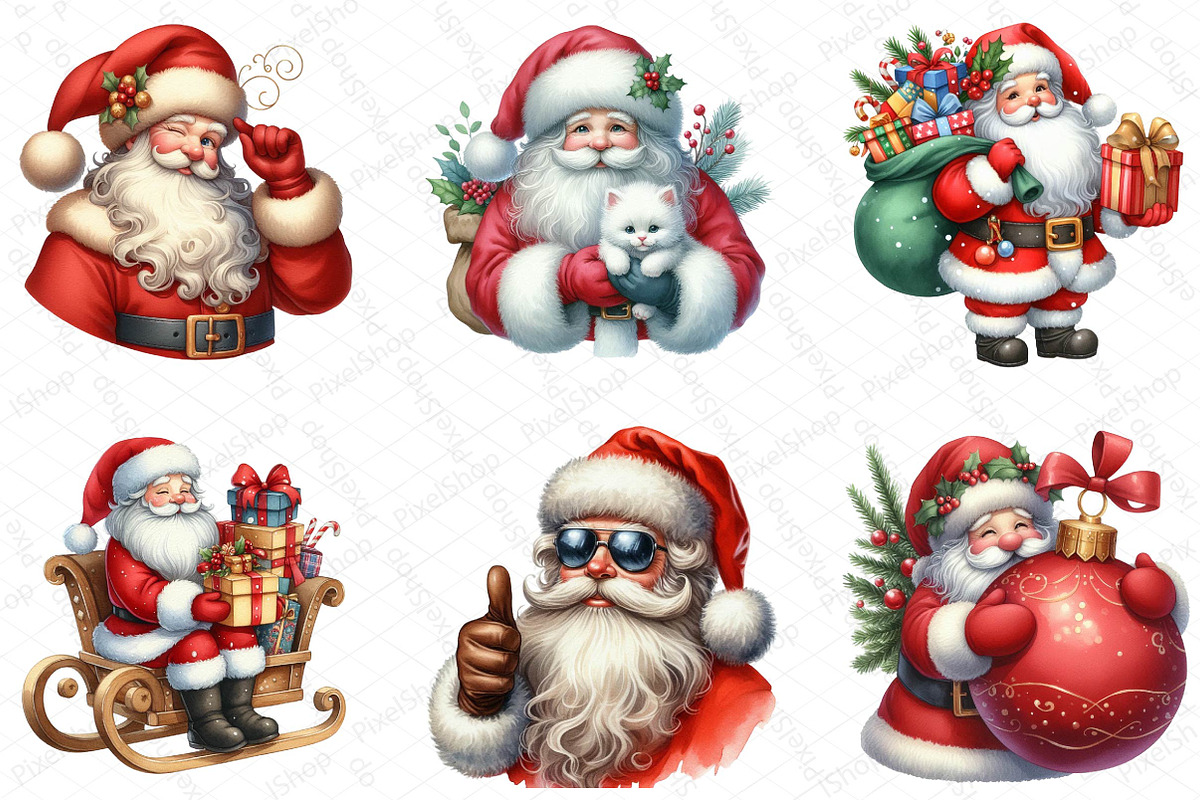 Christmas Santa Claus Watercolor, an Illustration by DreamPrint404 (Photo 2 of 4)