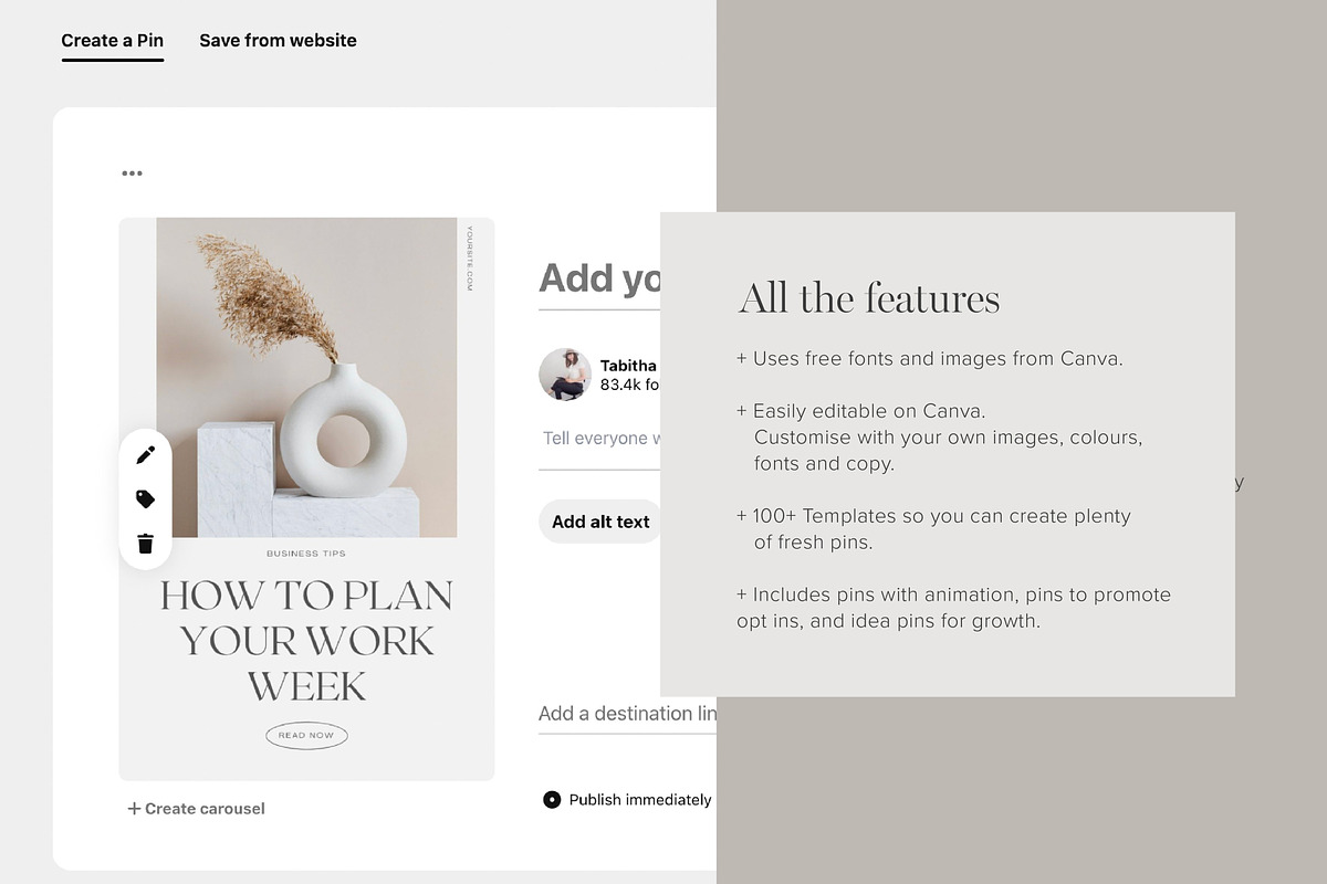 Pinterest Template BUNDLE Canva, a Social Media Template by Tabitha Emma (Photo 9 of 10)