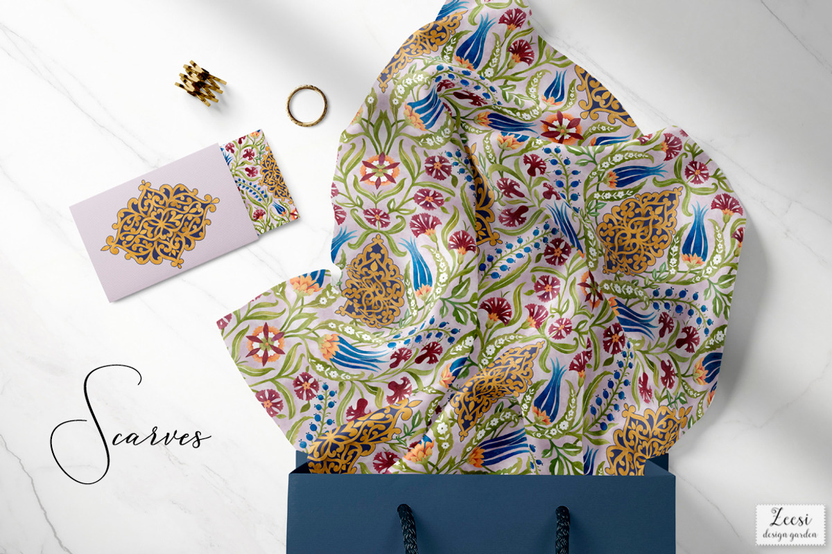 Turkish Tulips Pattern & Motifs, a Pattern Graphic by Zeesi Design Garden (Photo 9 of 12)