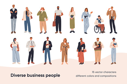 Diverse business people set, banner, a Person Illustration by Good Studio