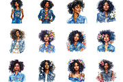 Fashion Black Girl with Denim, a Seasonal Illustration by Designking (Thumbnail 2 of 5)