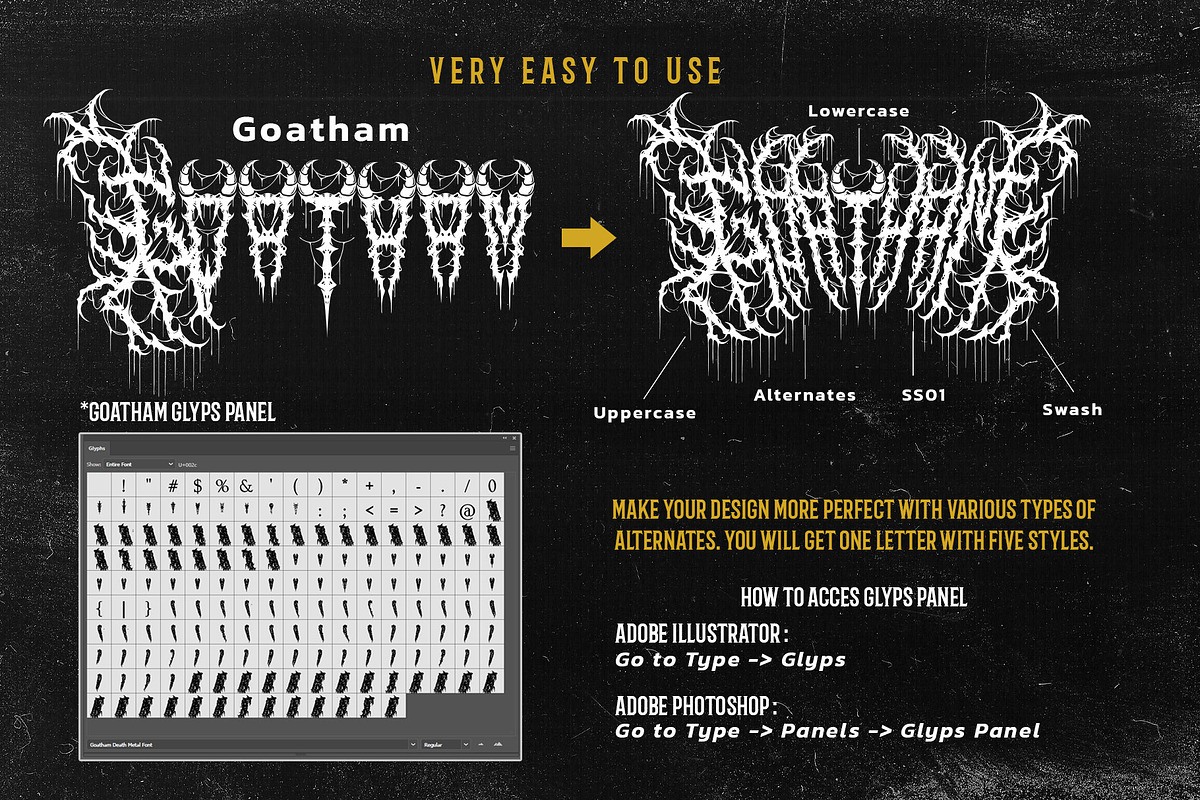GOATHAM DEATH METAL FONT, a Blackletter Font by Fonday Studio (Photo 14 of 17)