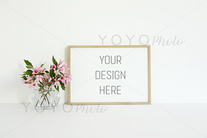 Landscape Floral Frame Mock Up Photo