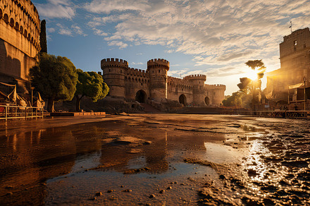 Ancient Rome Exterior of the Circus Maximus at Sunrise with Dramatic Sky, a Photo by AS photostudio