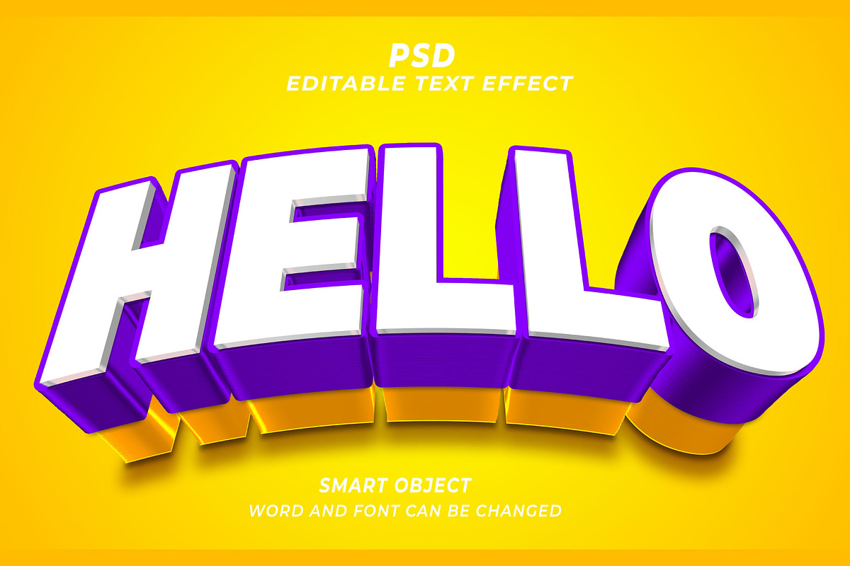 Hello PSD 3d Editable Text Effect, a Layer Style Add-On by TrueVector