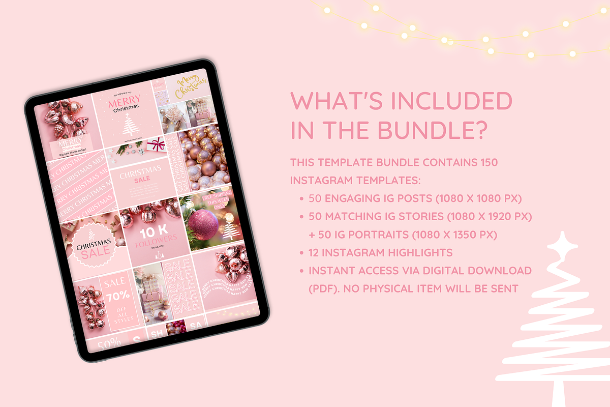 Pink Christmas Instagram Templates, a Social Media Template by SunshineStudioBoutique (Photo 3 of 8)