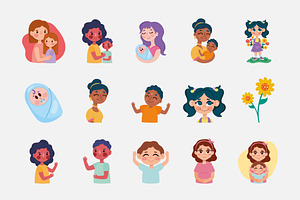 Mothers Day Illustrations Set, a Seasonal Illustration by studiogstock