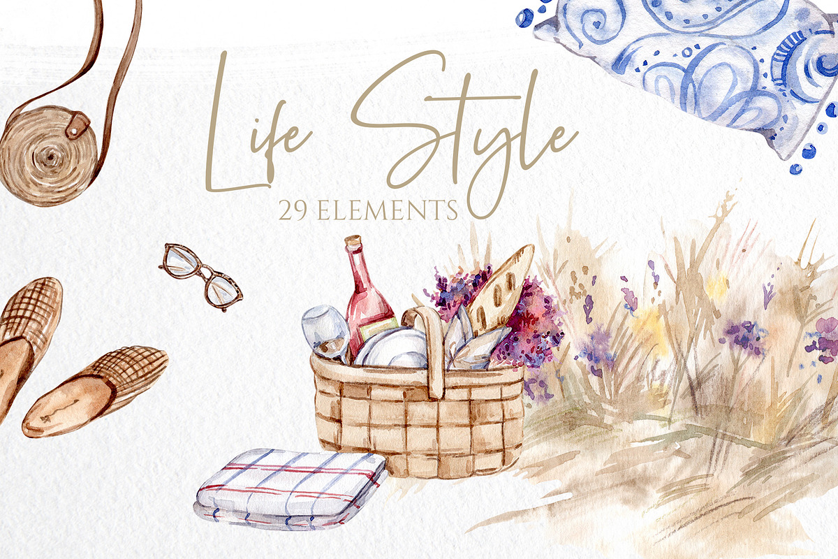 Watercolor Summer Picnic Collection, a Food Illustration by S_ARTLOVE (Photo 8 of 11)