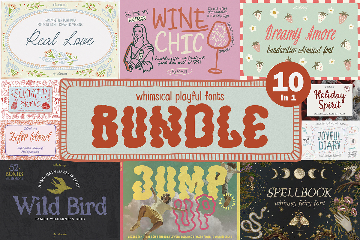 Whimsical Playful Font Bundle, a Handwritten Font by AnMark (Photo 1 of 39)