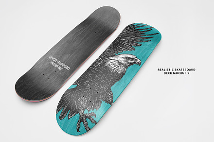 Realistic Skateboard Deck Mockup 9, a Product Mockup by Uncentrifuged Pressure