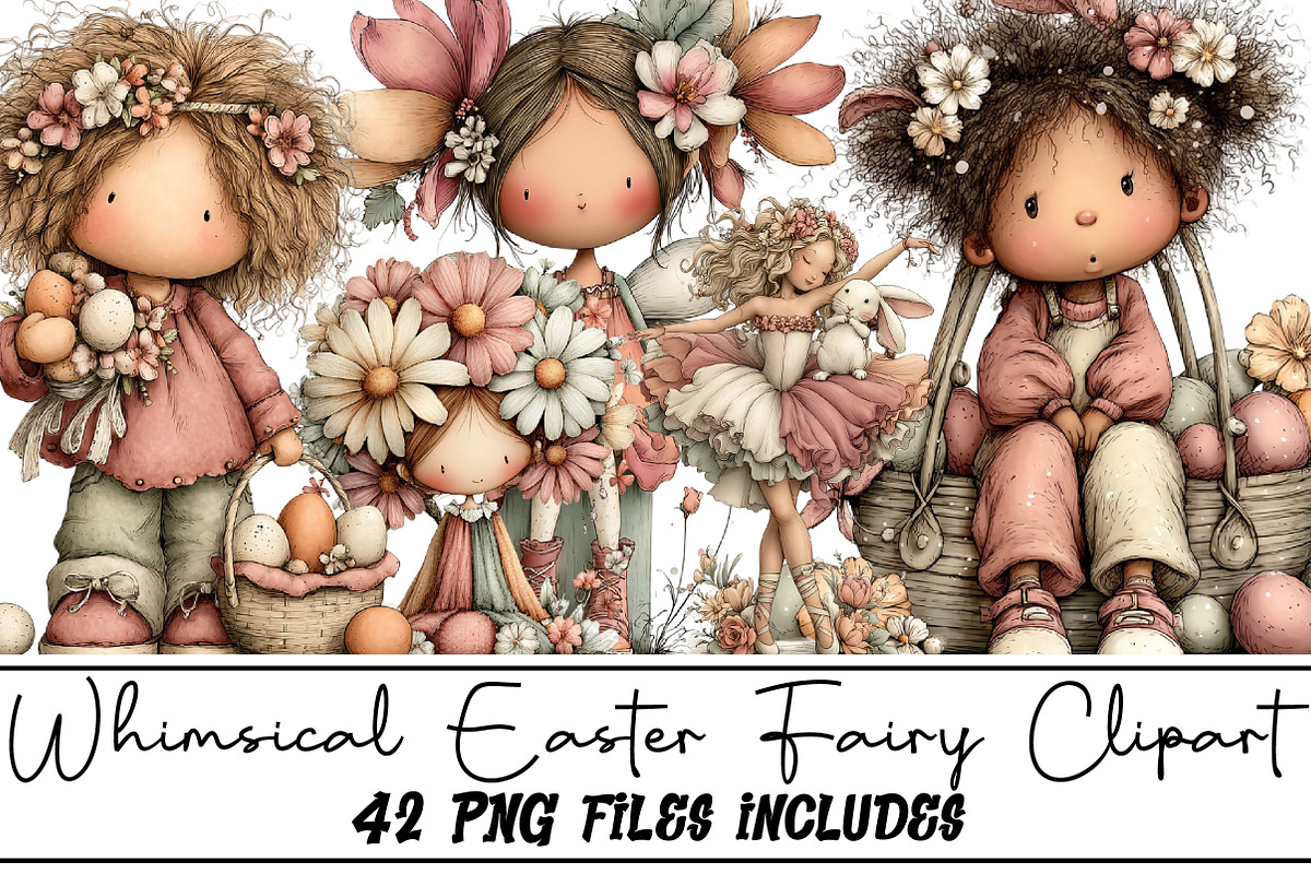 Whimsical Easter Fairy Clipart, an Illustration by DreamArtGraphic (Photo 1 of 5)