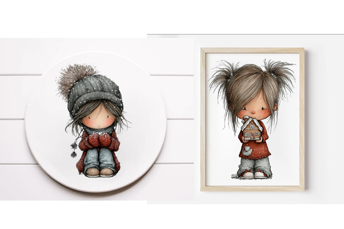 Christmas Cute girls Clipart, an Illustration by Designworld (Photo 5 of 6)
