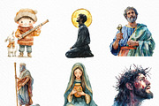 Watercolor Christian Figures Clipart, an Illustration by Craft Nest (Thumbnail 4 of 6)