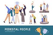 Winners with awards on pedestals set, a Person Illustration by PaperTrident (Thumbnail 1 of 10)