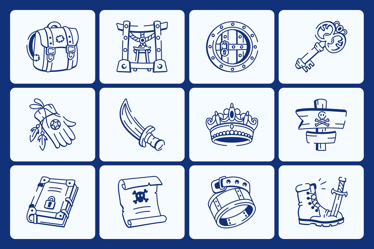 Pirate Doodle Icon Set, an Outline Icon by Vectors Market (Photo 6 of 8)
