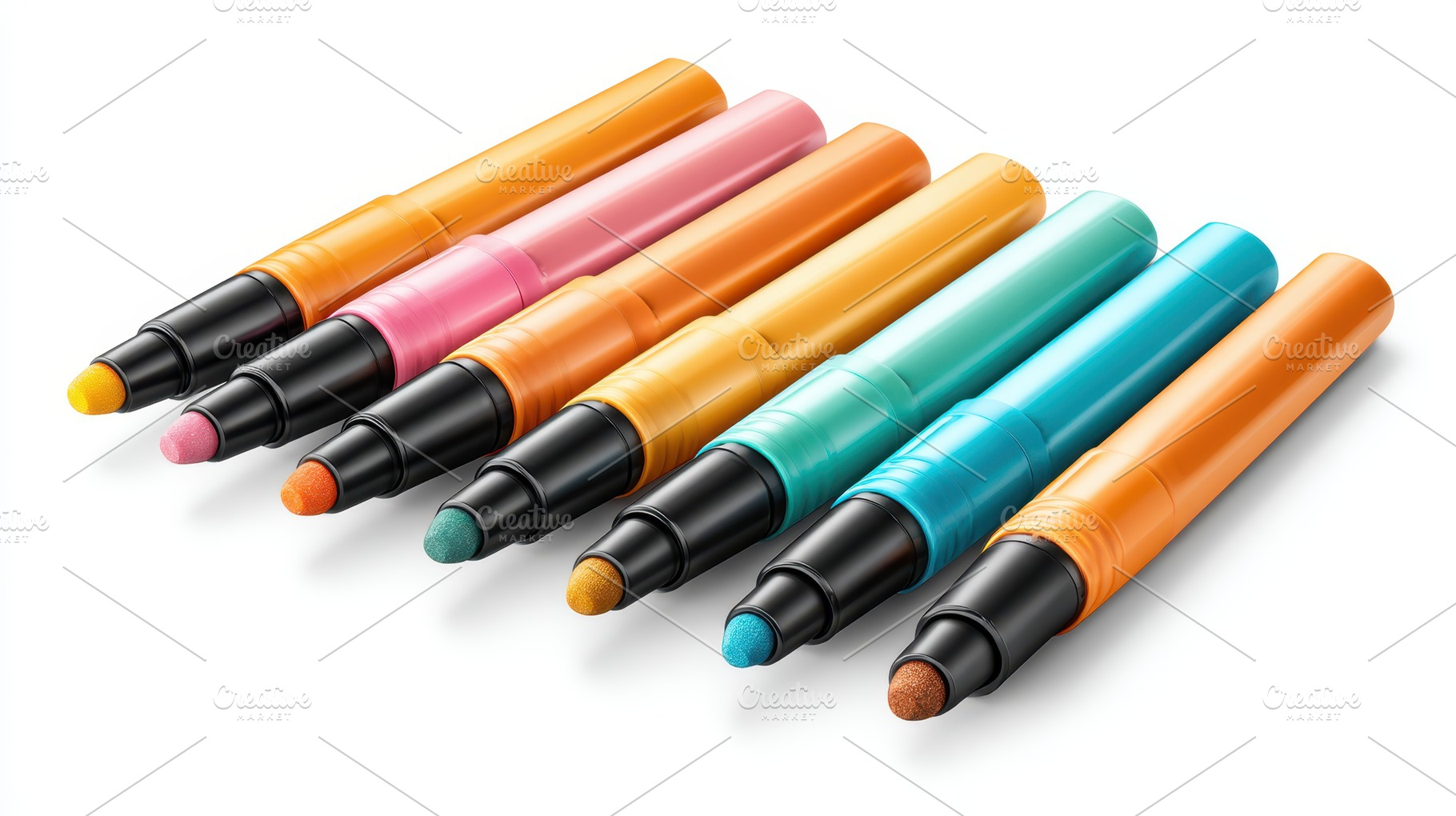 Colorful array of markers for creative projects, an Abstract Photo by AlyaAnd