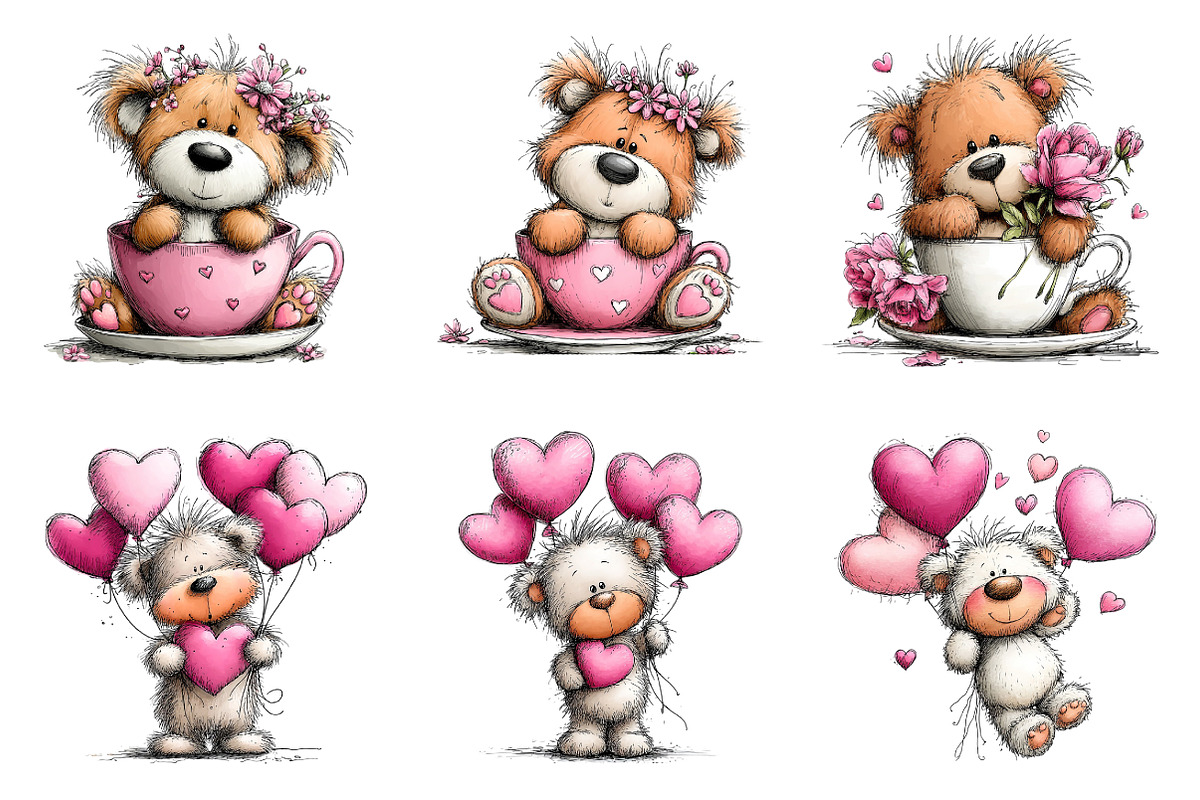 Whimsical Valentine's Day Clipart, an Illustration by SinaCreation (Photo 3 of 11)
