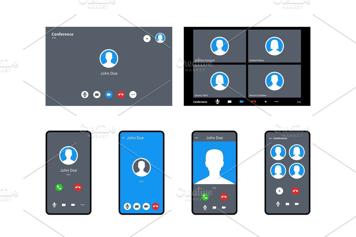 Call screen template. Incoming video, a Technology Illustration by ...