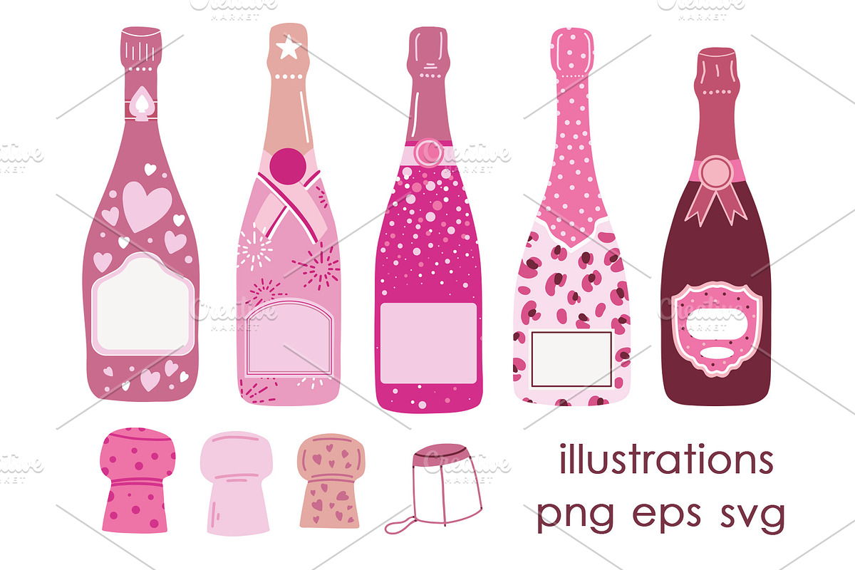 Pink Champagne Clipart, a Food Illustration by Teresa Art Store (Photo 8 of 9)