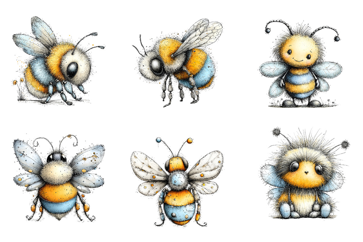 Whimsical Summer bee Bundle, an Illustration by Designworld (Photo 3 of 6)