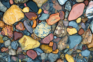 Colorful pebble stones in water, a Photo by AlyaAnd