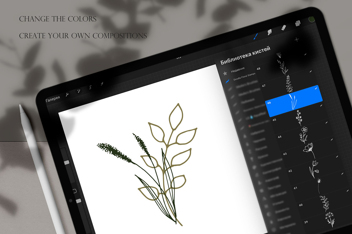 Procreate Floral Doodle Stamps Brush, a Brush Add-On by Dervik Art Store (Photo 2 of 6)